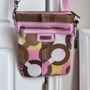 Coach Pink and Brown Crossbody Bag